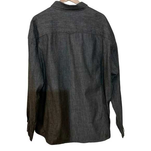 Sean John Black Button Down Heavy Cotton Shirt, 4XB - Picture 2 of 10